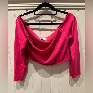 Small Adult Pink Long Sleeve Crop Top Dance Costume